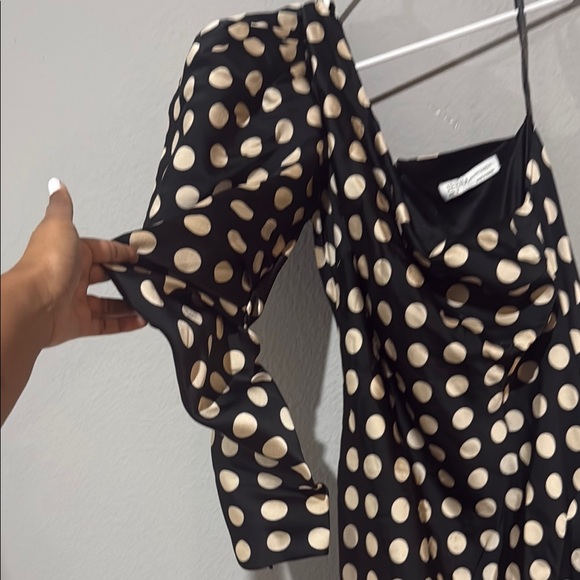 Anthropologie Mac Duggal glam retro glam black and White maxi one Shoulder Dress - Picture 6 of 15